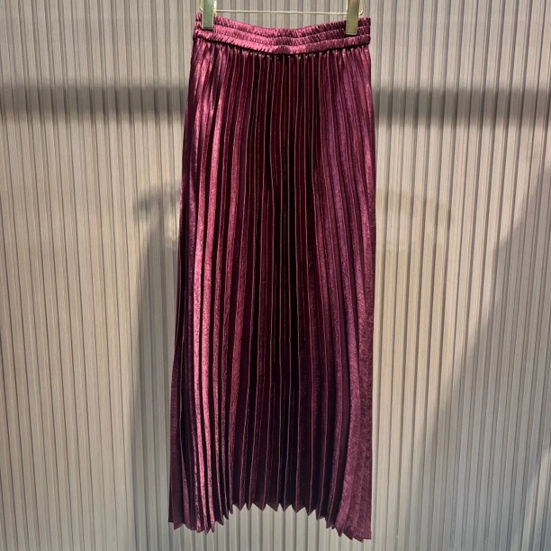安哥拉红 秋冬百搭柔软百褶长裙半身裙