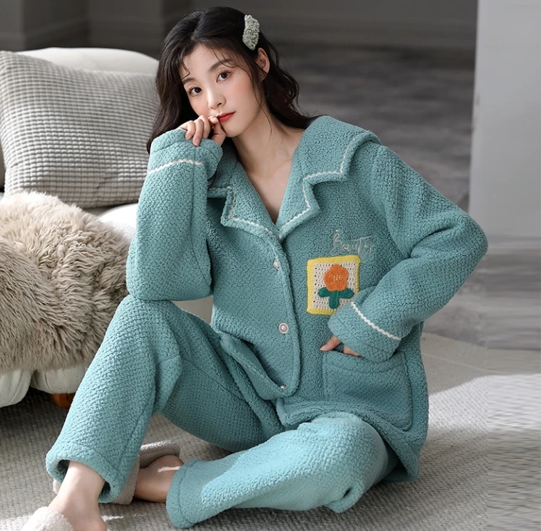 2025年秋冬上新爆款长袖时尚加绒加厚锁温高级舒适阳光明媚家居服