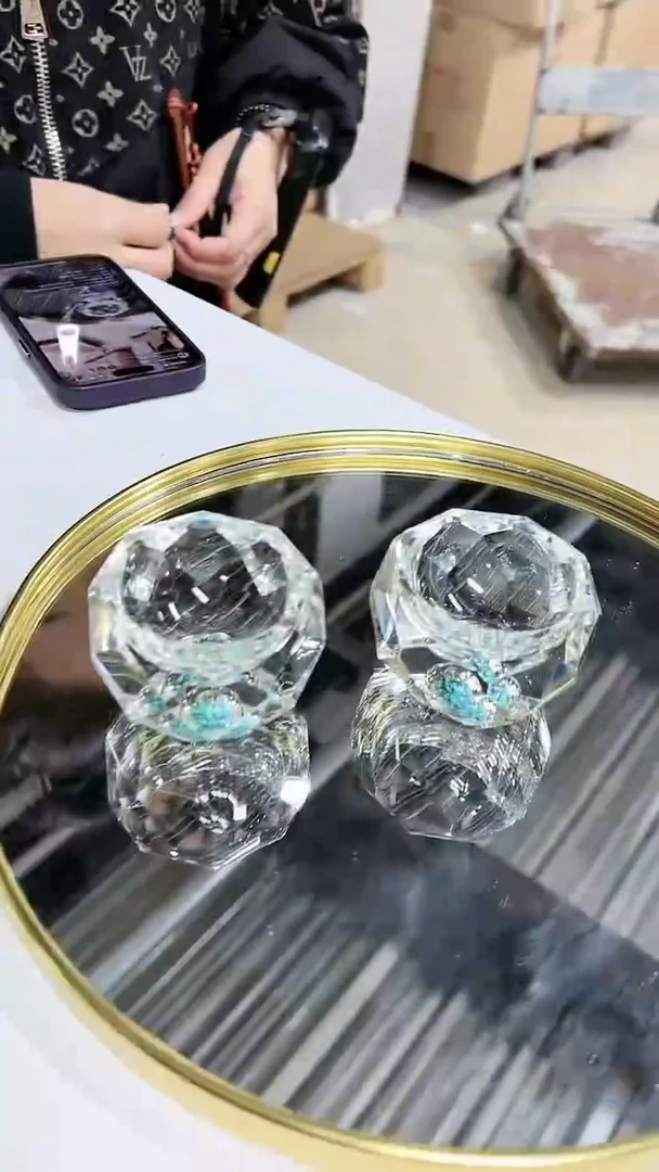 【闪购商品】水晶切面茶杯-绿松两只