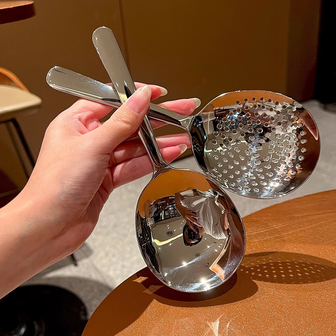 【颐凡】不锈钢1810分汤勺分菜分餐漏大头短柄勺子花瓶