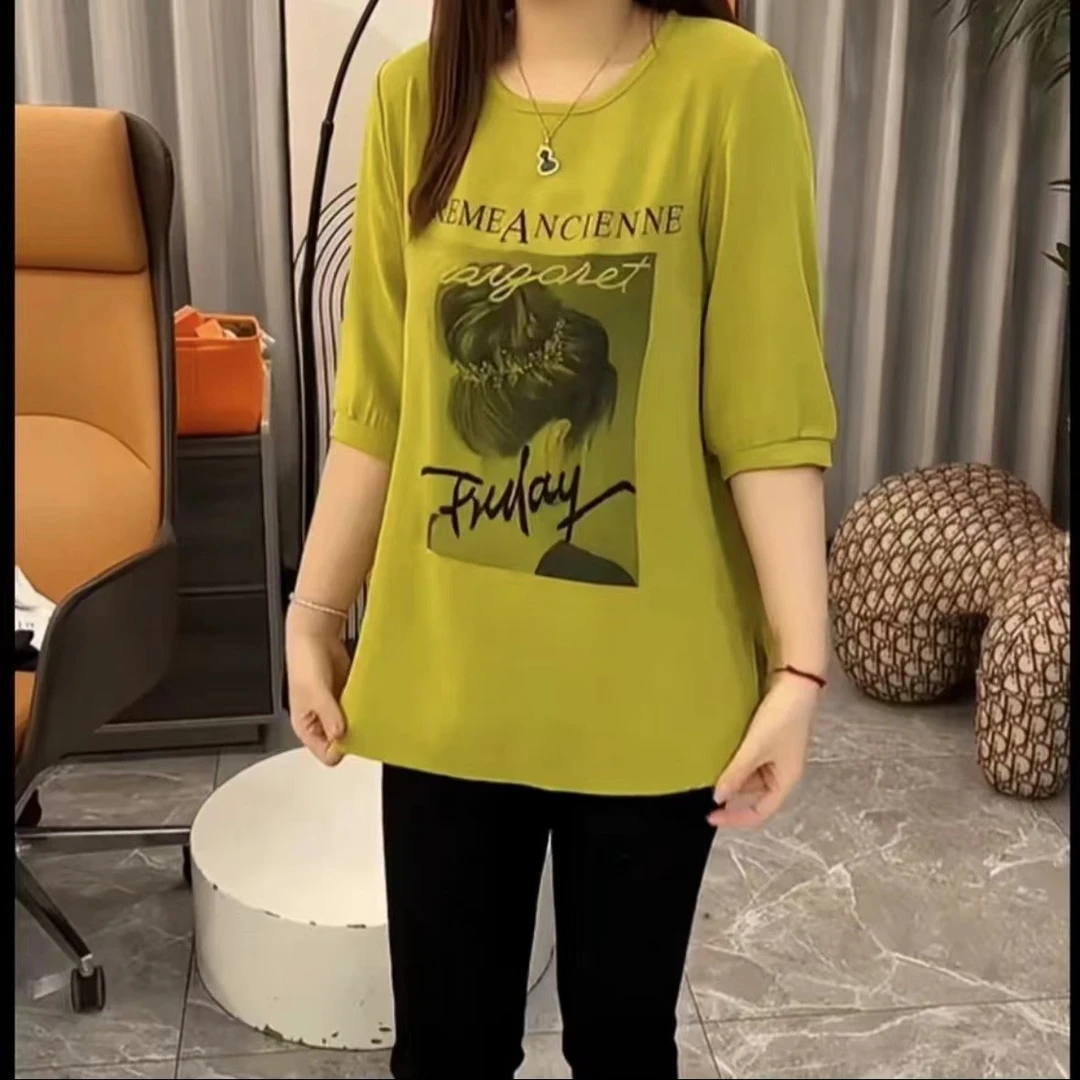 夏短袖百搭时尚微胖显瘦洋气T恤上衣减龄气质气质女士