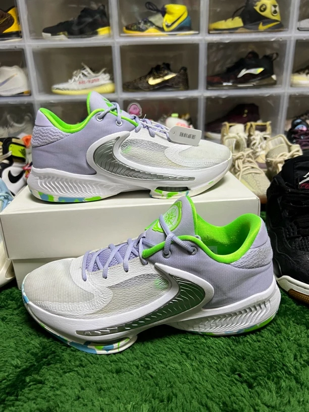 捡漏44码/字母4白绿篮球鞋/公价585/穿两次