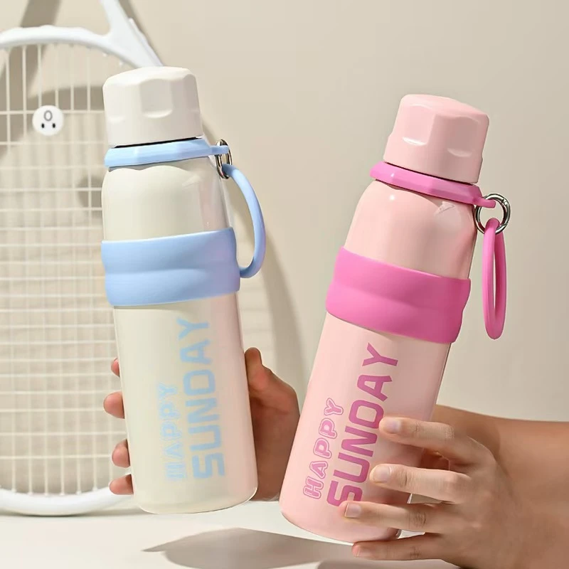 简约大容量保温杯男女士高颜值便携带吸管不锈钢水杯学生运动杯子