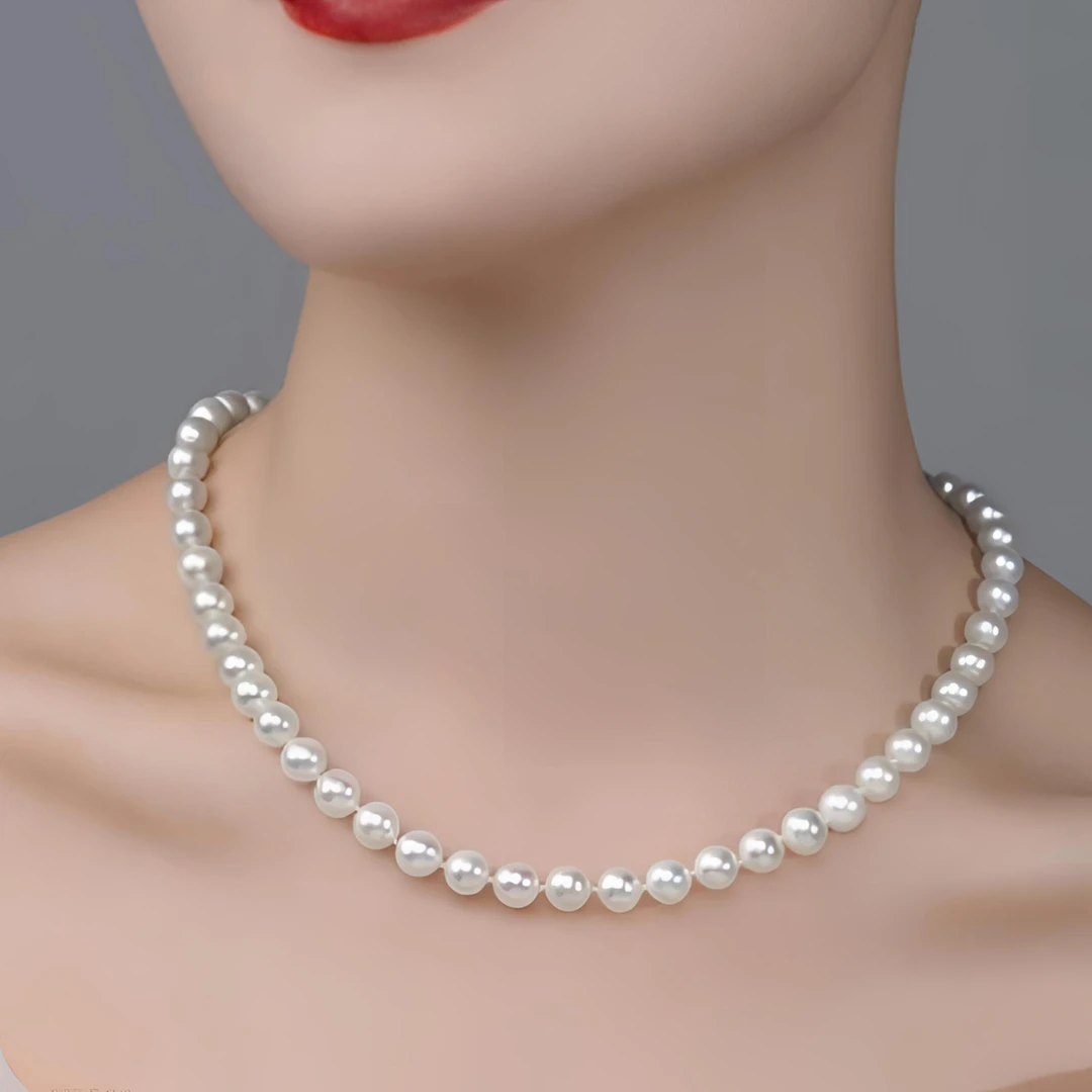 李氏珍珠 8-9mm极光近正圆无瑕珍珠无核气质白色轻奢时尚百搭简约