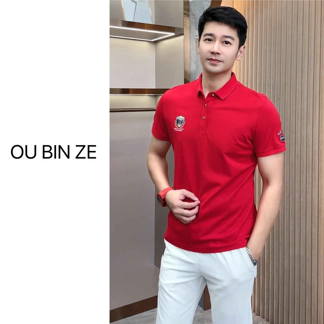 欧彬泽/丝光珠地【803】轻奢Polo衫男士翻领短袖夏季商务休闲F2200