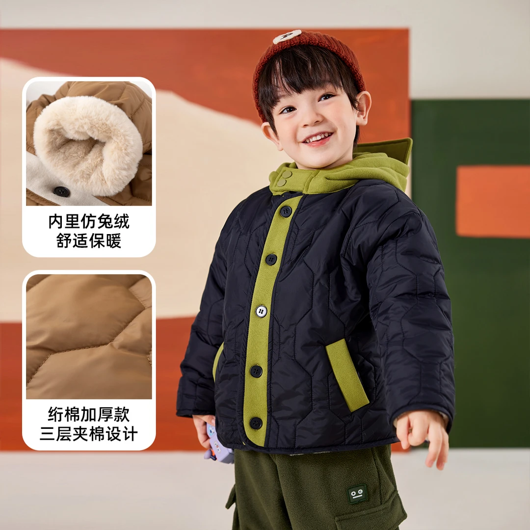 嘟嘟家儿童棉服冬款时尚加厚锁温DSC193DMA035派克服