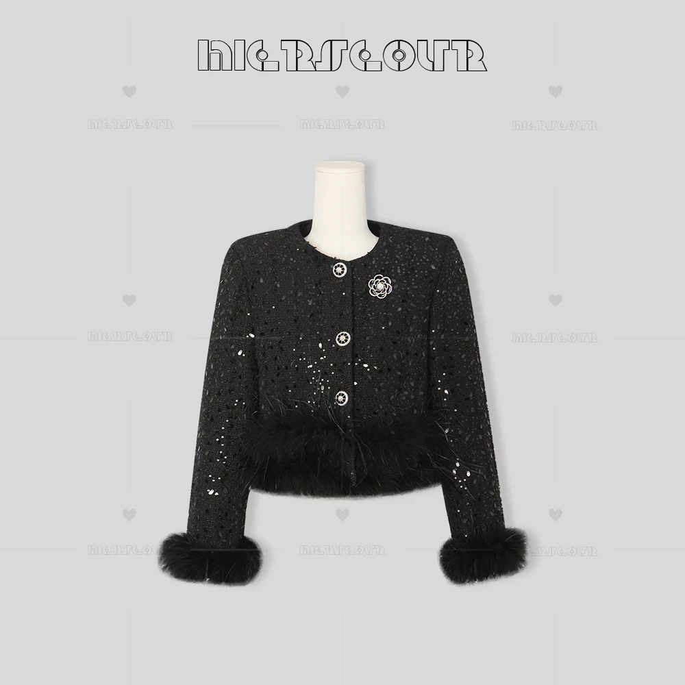 【钻石星河】冬季亮片小香风山茶花羽绒外套8952851