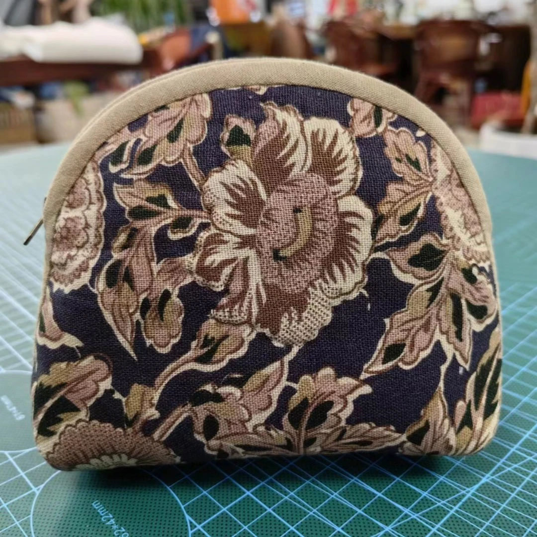 福利花布 拼布印章拼布包DIY材料包含青古铜拉链13*17cm