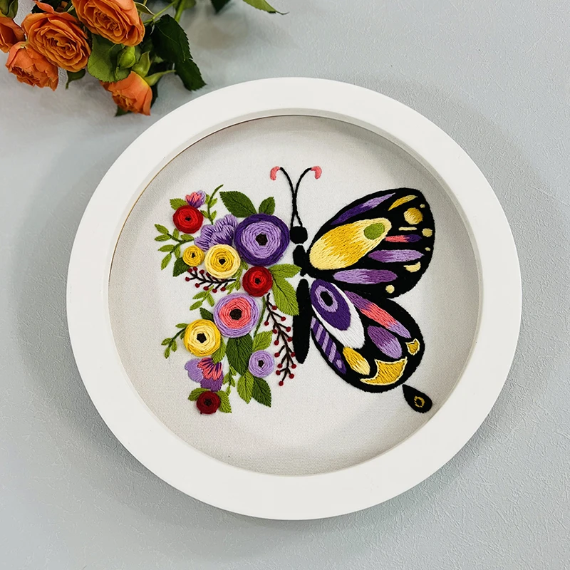 指间鲁绣手工立体绣花蝴蝶刺绣材料包2210023欧式立体自绣