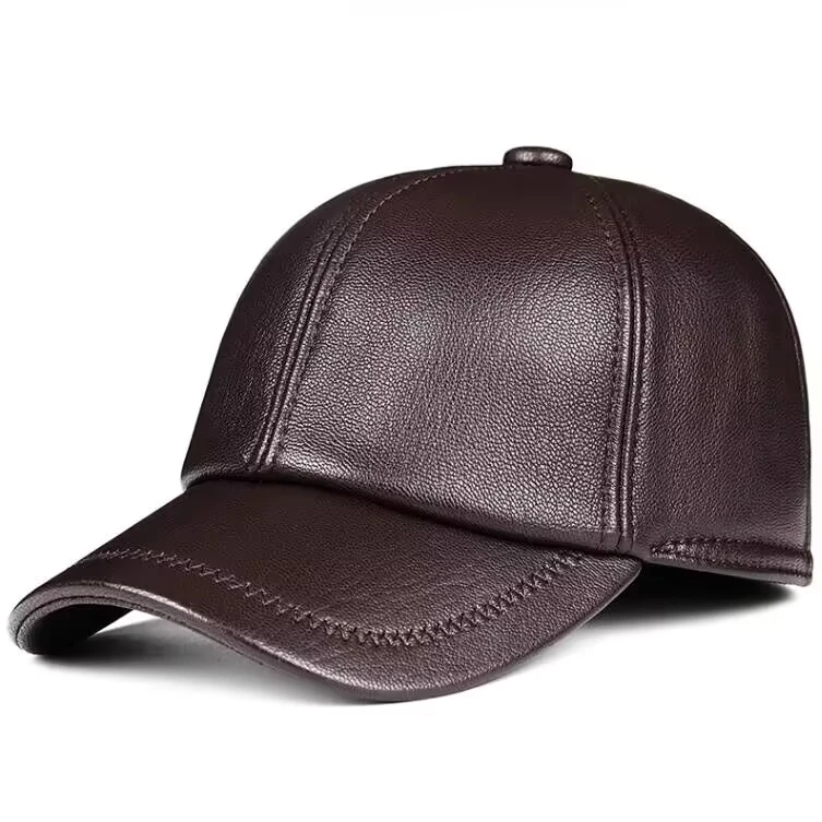 秋冬真皮棒球帽男士休闲全封口户外百搭韩版鸭舌帽时尚羊皮前进帽