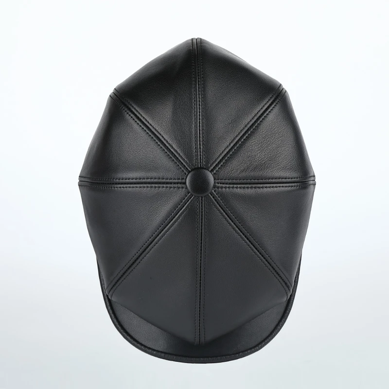 秋冬季真皮画家帽男士时尚百搭八角帽牛皮前进帽韩版羊皮报童帽潮