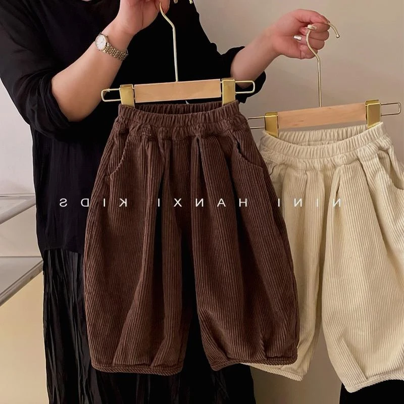 童装男女童秋冬装新款加厚休闲宽松哈伦裤潮宝宝灯芯绒裤子