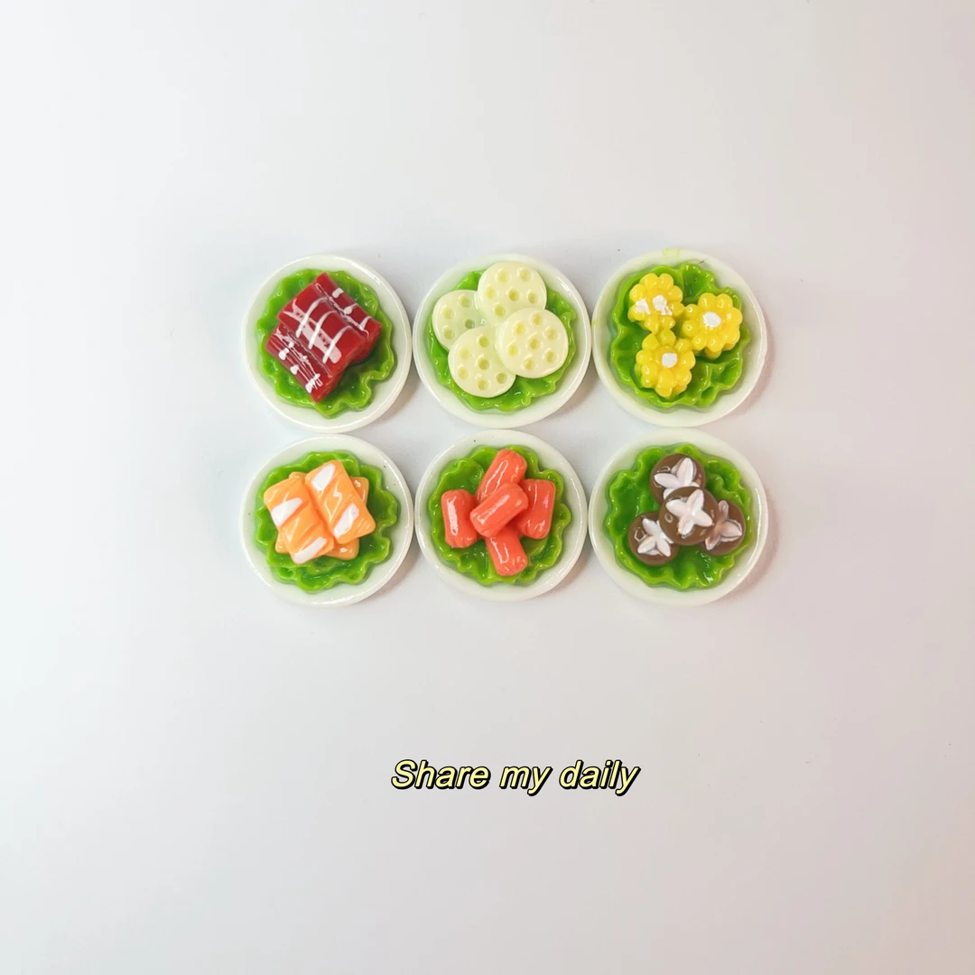 迷你玩具仿真过家家食玩娃娃屋摆件可爱diy配件仿真火锅食玩盘子