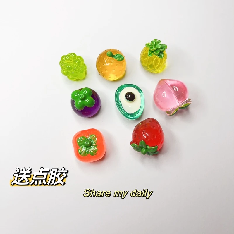 半立体透明水果diy发夹饰品配件仿真汽车摆件柿子萝草莓手工材料