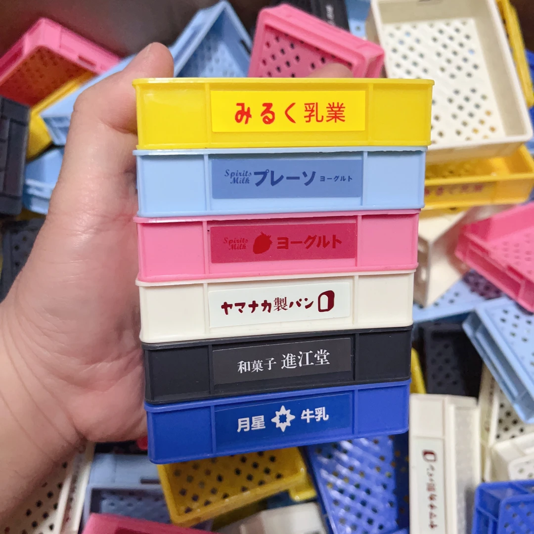 食玩日式面包框篮牛奶配件装饰玩具迷你仿真超市货架迷你推车
