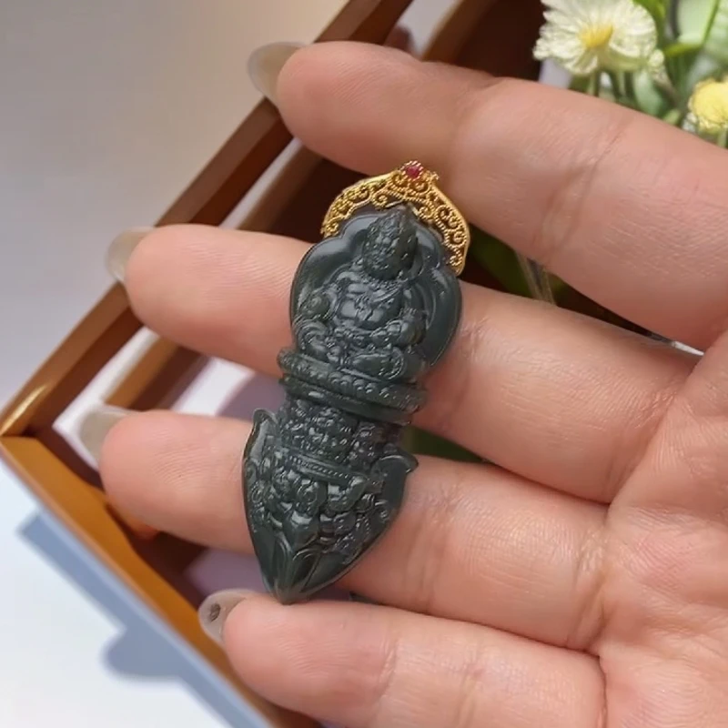 小师妹|18K金镶塔青黄CC吊坠