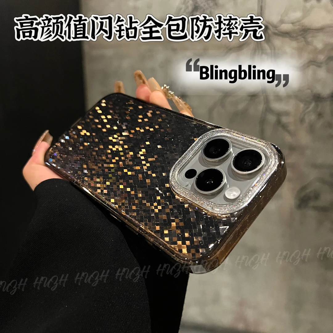 创壳者适用苹果16promax15高颜值闪钻全包手机壳iPhone14时尚pro