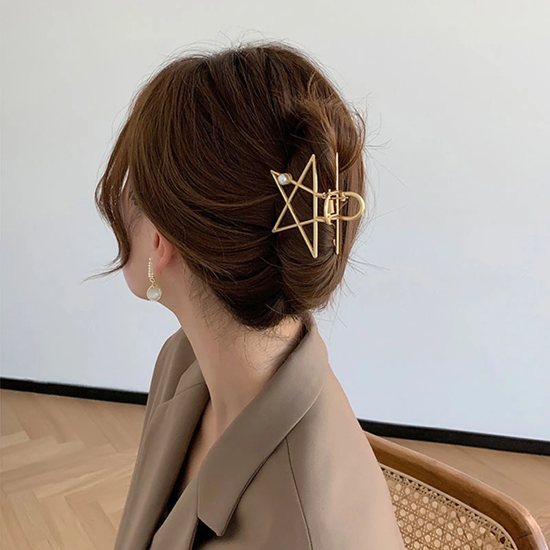 简约风金属中号抓夹网红发爪后脑勺鲨鱼夹复古马尾夹磨砂发夹女