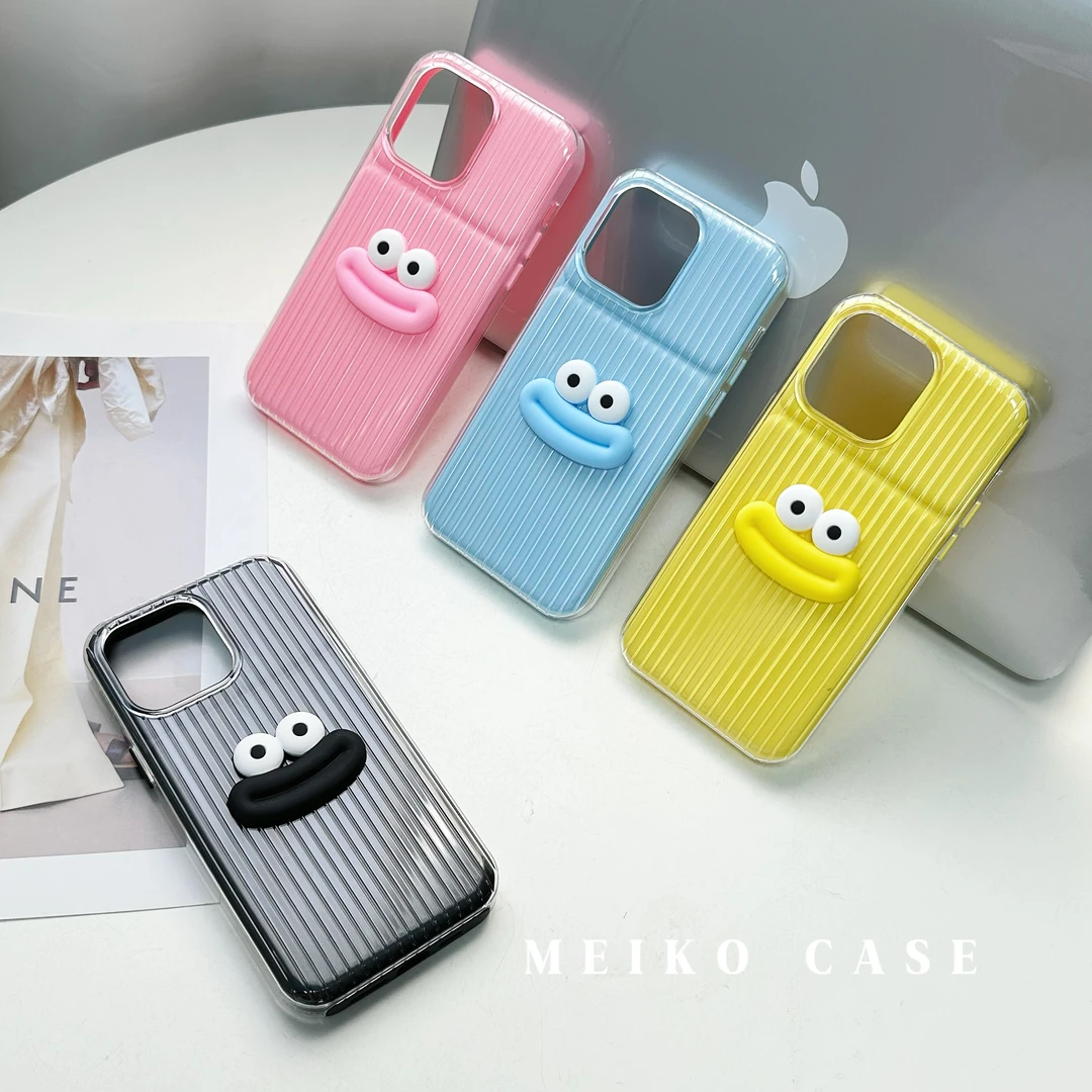 ins风趣味表情手机壳适用苹果16promax行李箱多色15/14大孔全包13