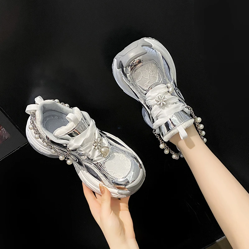 网红老爹鞋女潮酷厚底增高超火2024新款夏季网面透气显脚小运动鞋