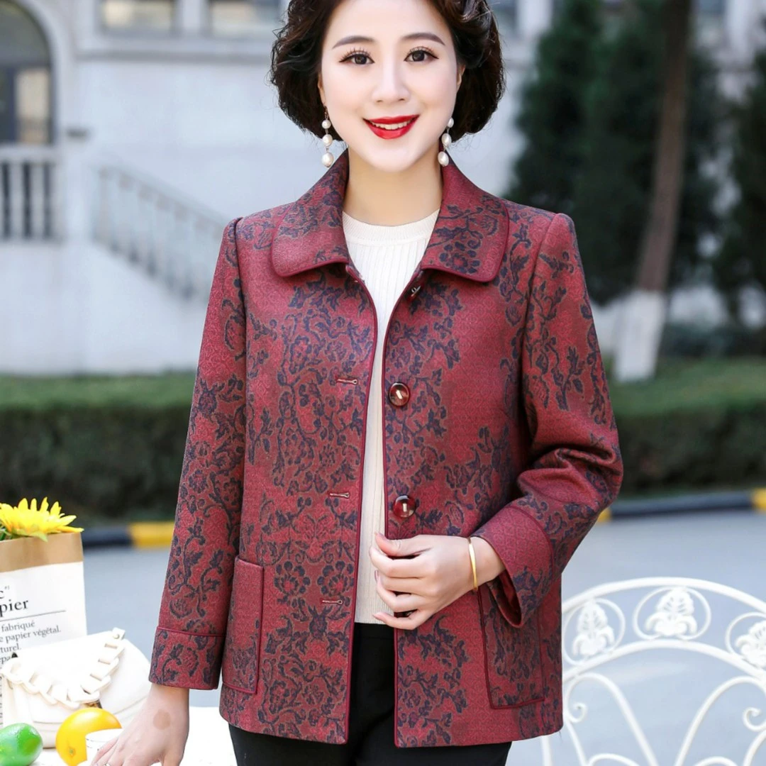 华太太老年女装妈妈装春秋2025新款高贵洋气加肥加大码外套A3295