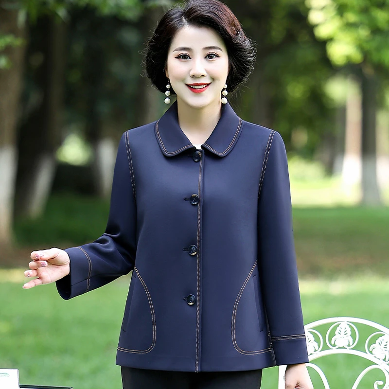 华太太女装女秋季2025新款纯色大码洋气中长款妈妈装外套女C0130