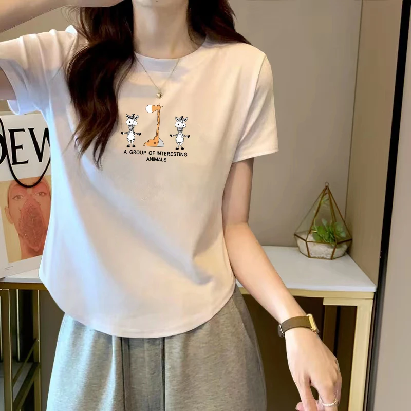 大码胖mm洋气减龄韩版修身显瘦T恤女学生夏季设计感圆弧下摆上衣