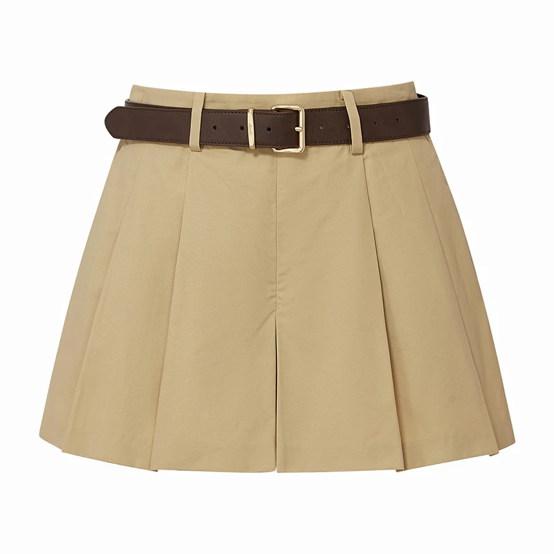 dzzit地素短裤夏美拉德纯百褶裙裤小个子女附腰带3I3Q136