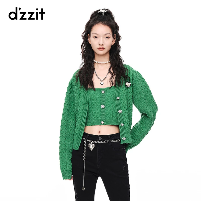 dzzit地素毛衣百搭开衫小设计感小众上衣长袖格雷系针织衫3E4E504