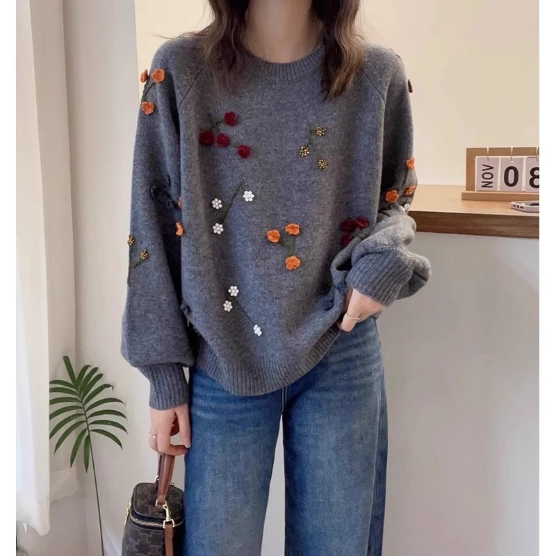 2025秋季新款设计感别致针织衫女胖妹妹大码宽松显瘦休闲百搭毛衣