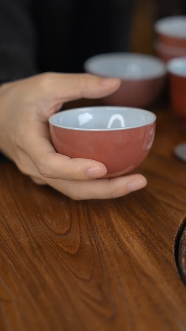 【闪购商品】陶瓷|X47豇豆红卧足杯