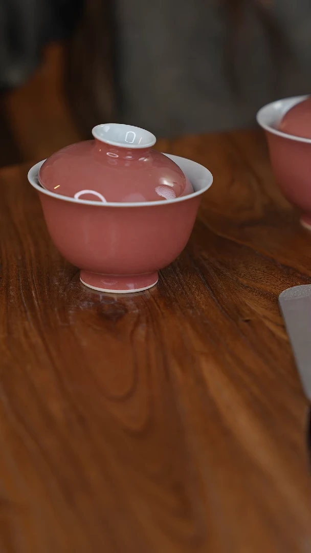【闪购商品】陶瓷|S41豇豆红盖碗