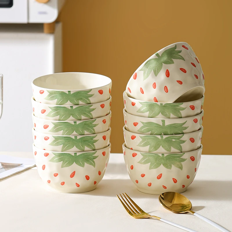 芬利兰【10个装】釉下彩-遇见莓好-4.7英寸10个米饭碗-1