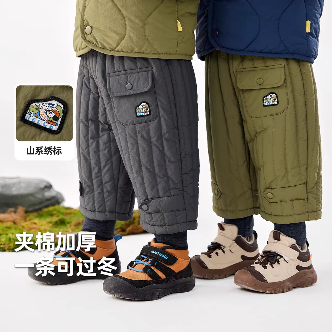 宝宝棉裤冬季夹棉加厚儿童长裤工装裤男童裤子冬装假两件冬装保暖