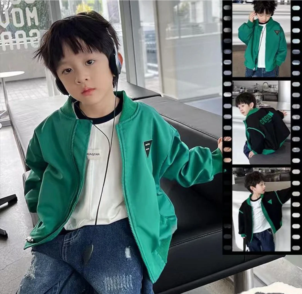男童春装外套双面穿2025新款儿童春秋款宝宝棒球服男孩休闲衣服潮