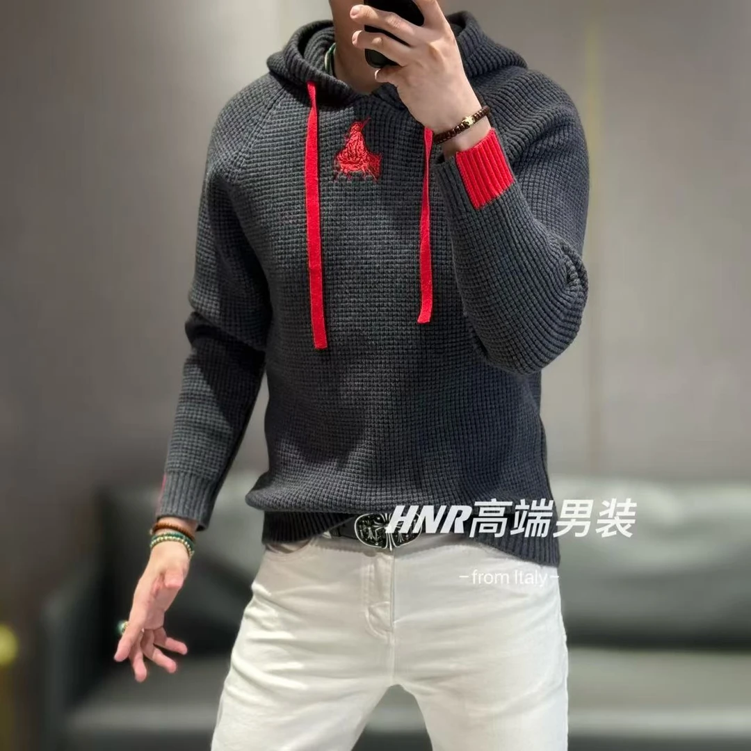 秋冬新款果老倒骑驴图案小众时尚潮流休闲百搭连帽卫衣Q03