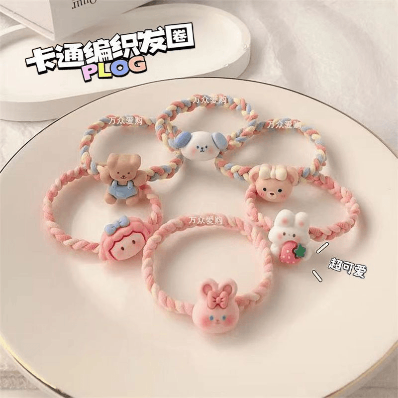 可爱兔子小熊高弹力皮筋甜美通用ins马尾扎头