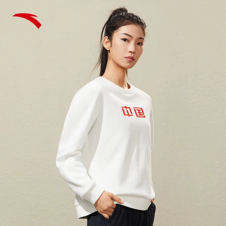 安踏加绒保暖上衣女2022冬款潮流长袖针织宽松套头衫162247713