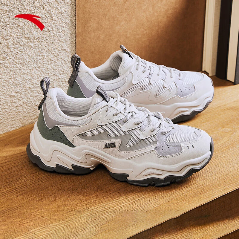 安踏陨石复古休闲鞋男鞋女鞋夏季网面透气厚底复古休闲运动老爹鞋