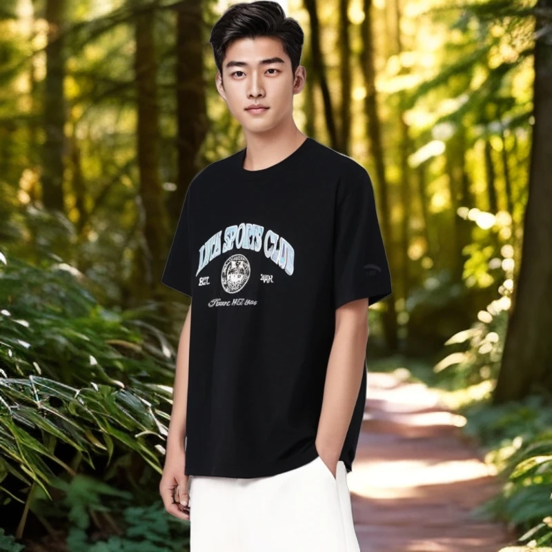 安踏生活休闲短袖夏季男女款时尚休闲复古美式潮流圆领运动上衣