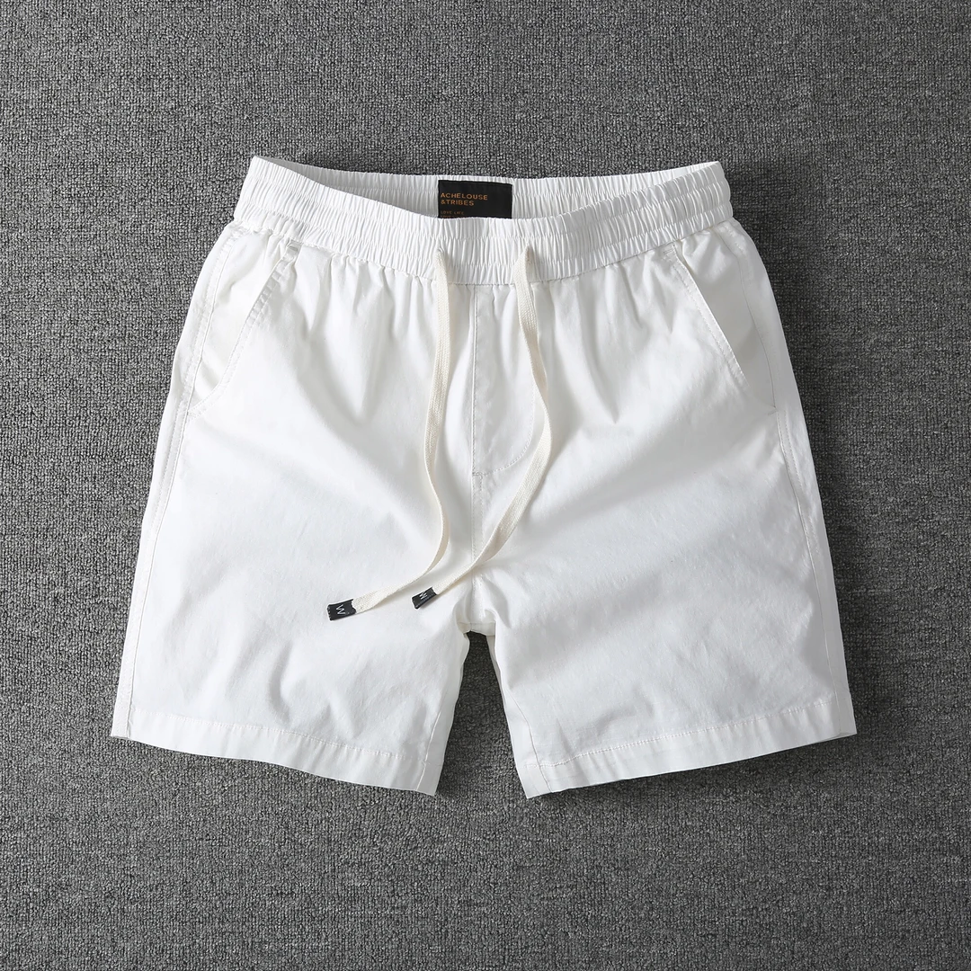 夏季新款纯棉四分裤男士潮流薄款珠帆格弹力修身休闲工装短裤外穿