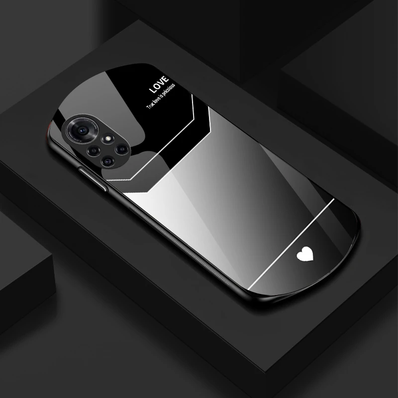 适用华为Nova8Pro弧形玻璃LOVE爱心防摔软边全包手机壳