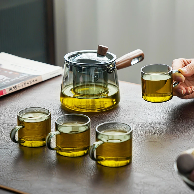 璞器功夫茶具套装客厅家用简约玻璃茶壶茶杯侧把泡茶壶整套礼盒装