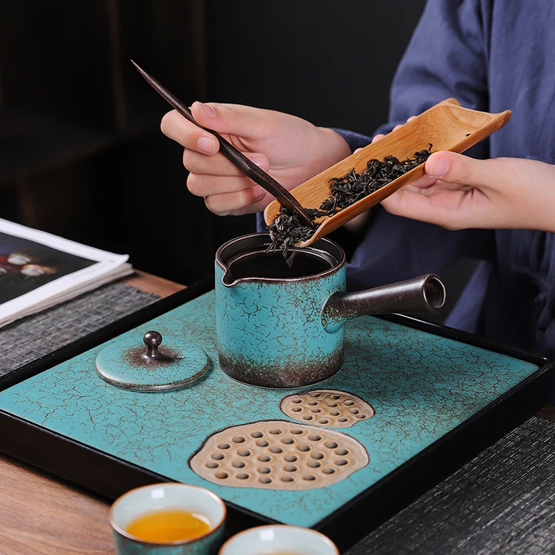 功夫茶具家用办公轻奢高档会客泡茶壶茶道六君子陶瓷茶盘小型套装