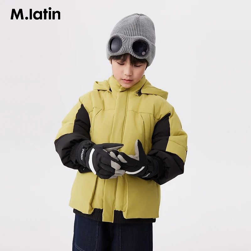马拉丁童装儿童羽绒服冬装男童大童鹅绒三防一手长羽绒服