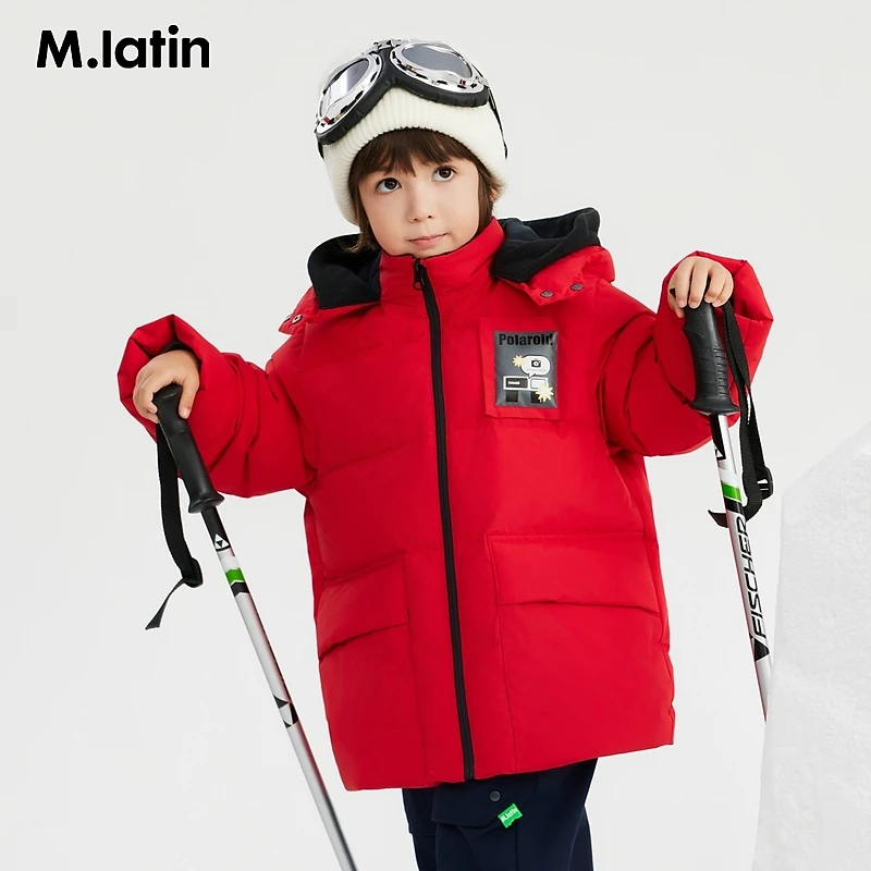 马拉丁童装儿童羽绒服冬装男女童大童撞色三防一手长羽绒服
