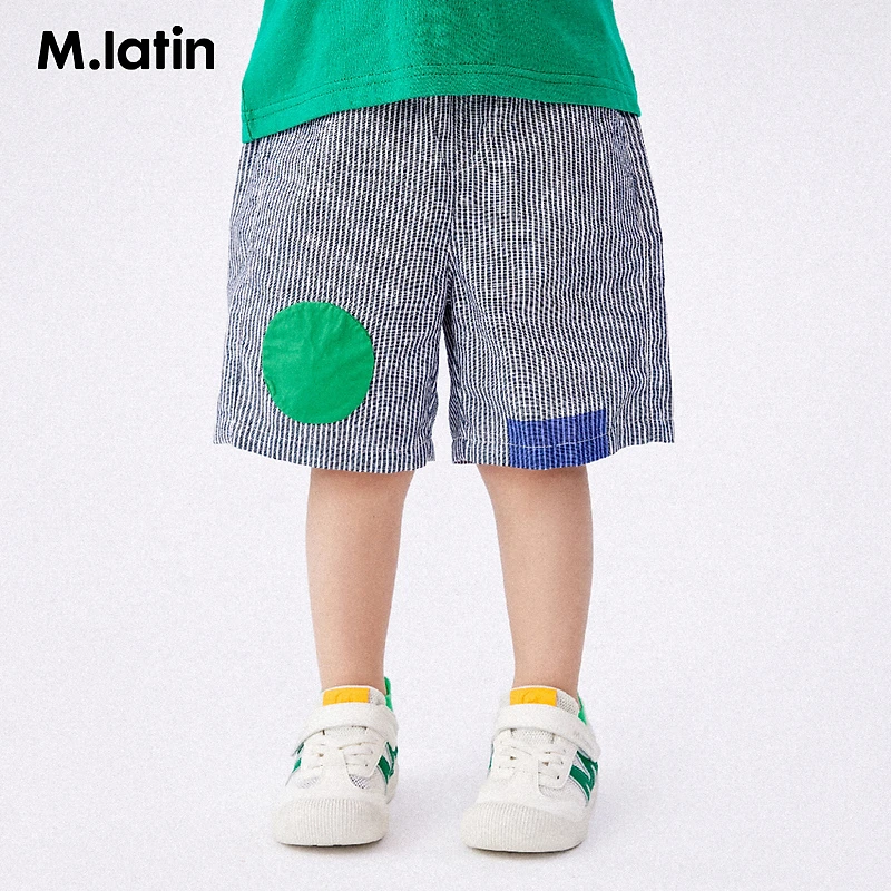 马拉丁童装男小童短裤梭织几何色块趣味活力不易掉色穿脱舒适裤子