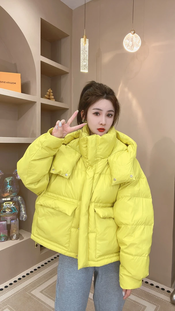 YUNYU|羽绒服冬季立领美式复古连帽女士外套大口袋时尚加厚显瘦