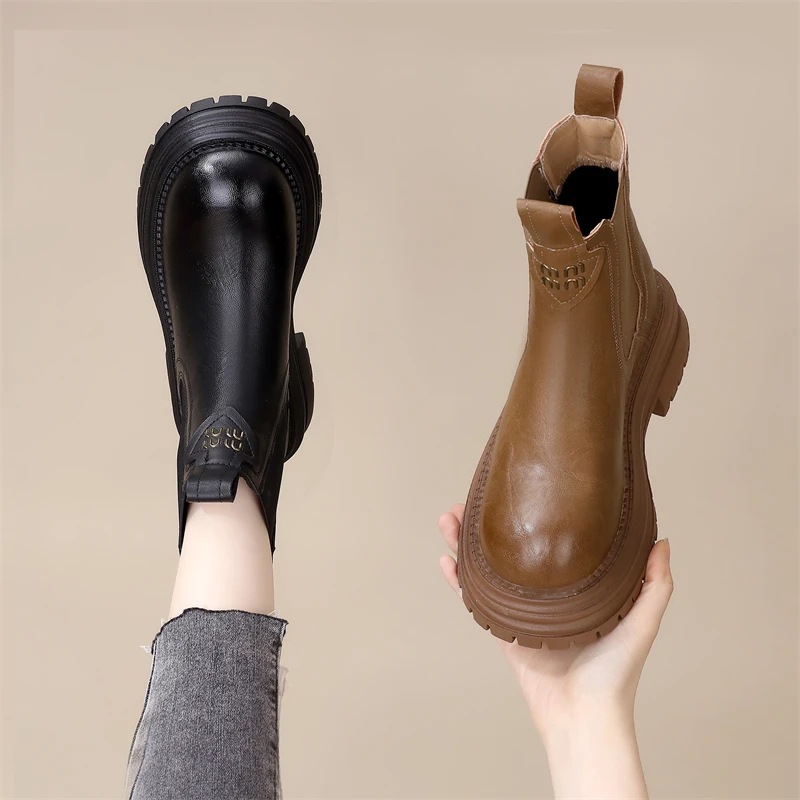 厚底马丁靴女2024秋季新款百搭增高复古单靴英伦风爆款切尔西短靴
