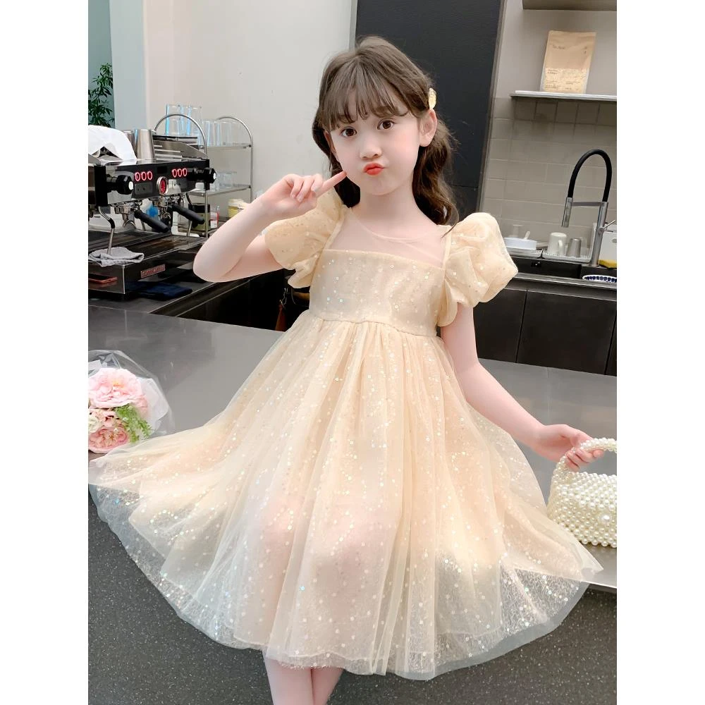 巴拉童年女童仙气夏季2024新款儿童网红洋气蓬蓬纱公主裙夏装小